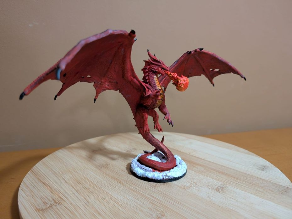 Dragão Vermelho - Estátua de Resina Pintada