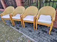 4 krzesła fotele rattan ratan  z poduszkami