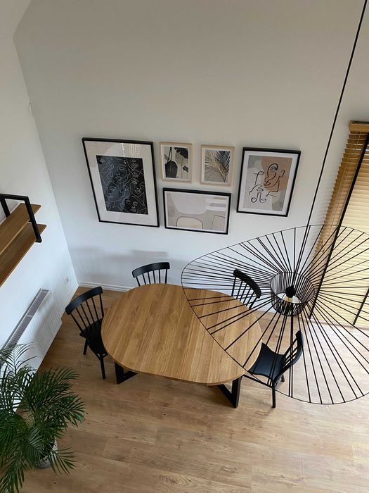 Stół okrągły drewniany, dębowy stół na wymiar, stół rozkładany, metal