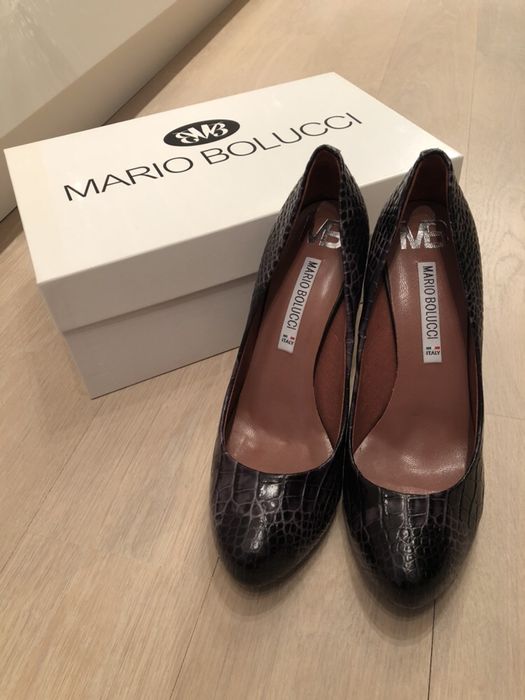 Nowe skórzane buty Mario Bolucci rozm. 37, obcas 11 cm.