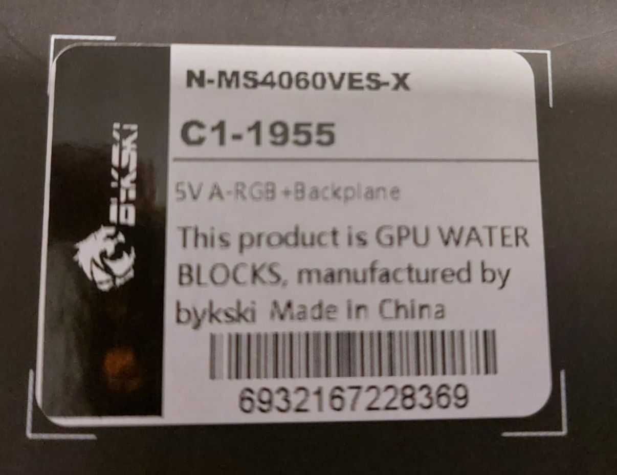 Blok wodny GPU Bykski MS4060VES-X ARGB 5V 3 pin