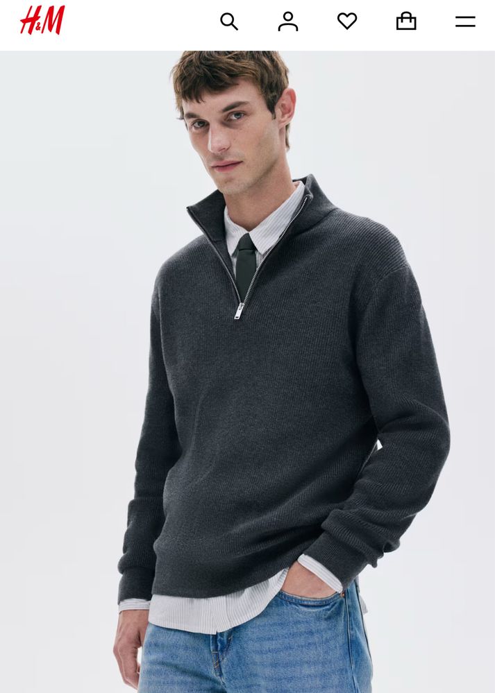 Пуловер, зіп 1/3, кофта H&M