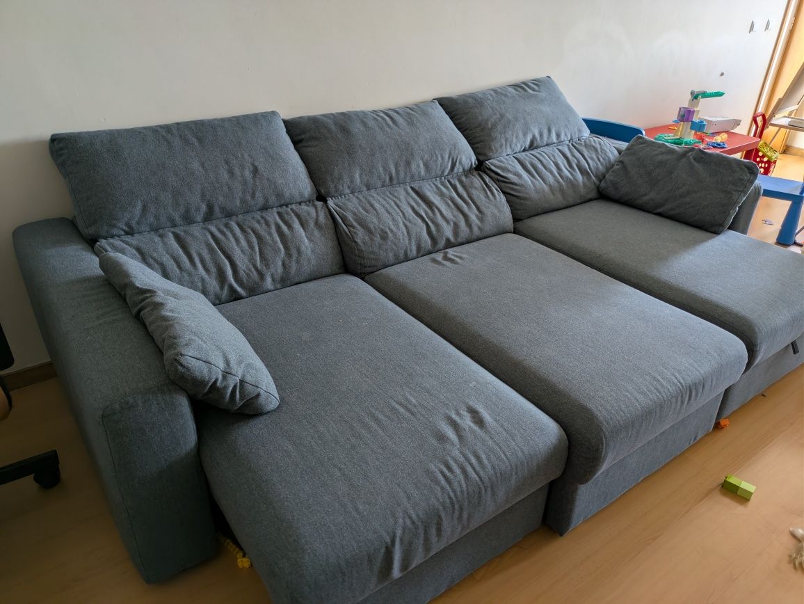 ESKILSTUNA Sofá 3 lugares c/chaise longue, Gunnared azul