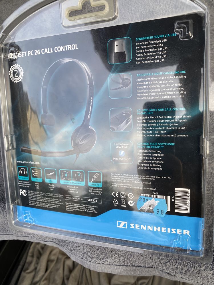 Słuchawki nauszne USB do VOIP Sennheiser PC 26 CALL CONTROL