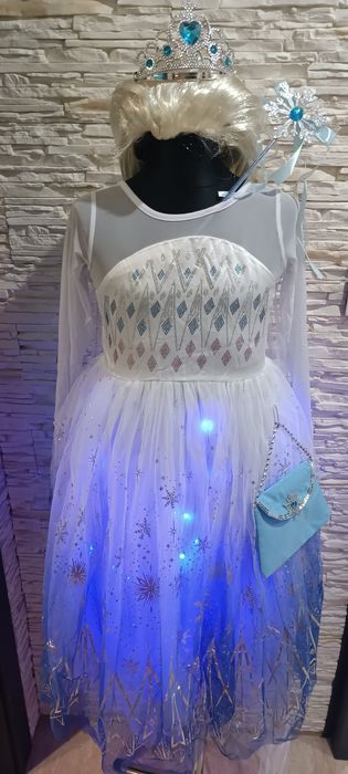 Strój Elzy z Krainy lodu -led przebranie dla dziewczynki -130 cm