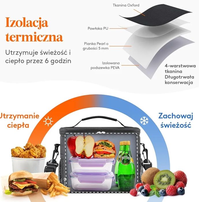 Torba chłodząca 9L Lifewit na lunch plażę jedzenie piknik termiczna