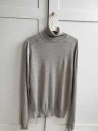 Szary sweter wełniany merino golf Lager157 męski damski M 38