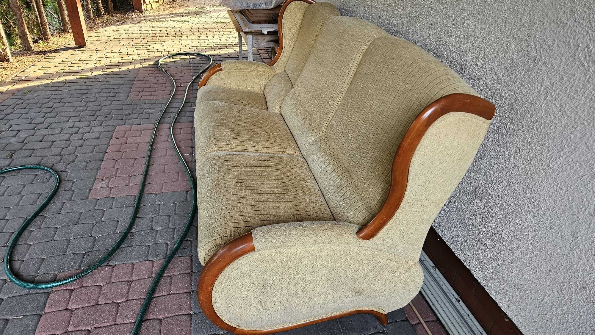 Kanapa Sofa Elegancki Materiał i Lite Drewno