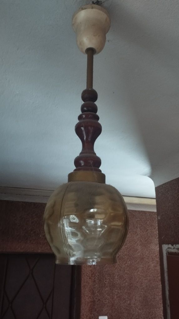 Lampa sufitowa drewno prl