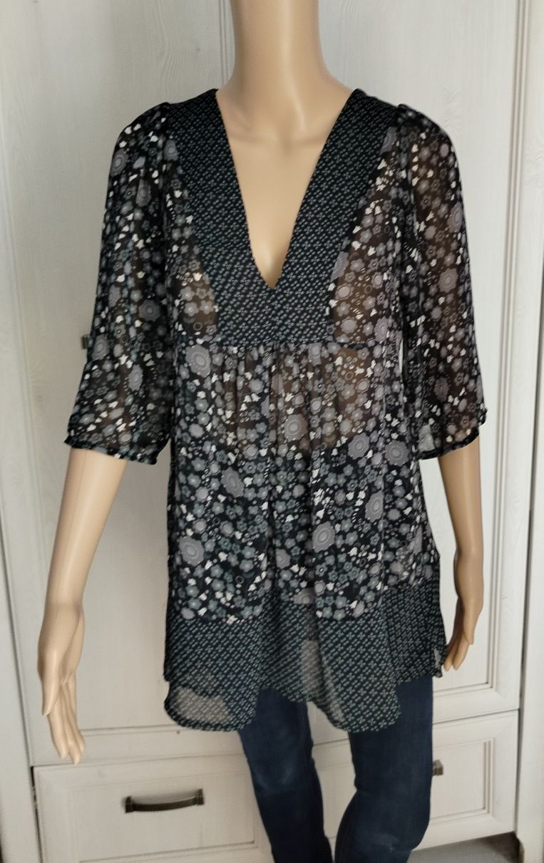 XS S M oversize atmosphere tunika plażowa vintage hippie etno szyfon