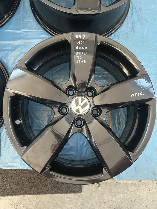 548 Felgi Aluminiowe Oryginał VW Volkswagen R 17 5x112 B. Ładne Czarne