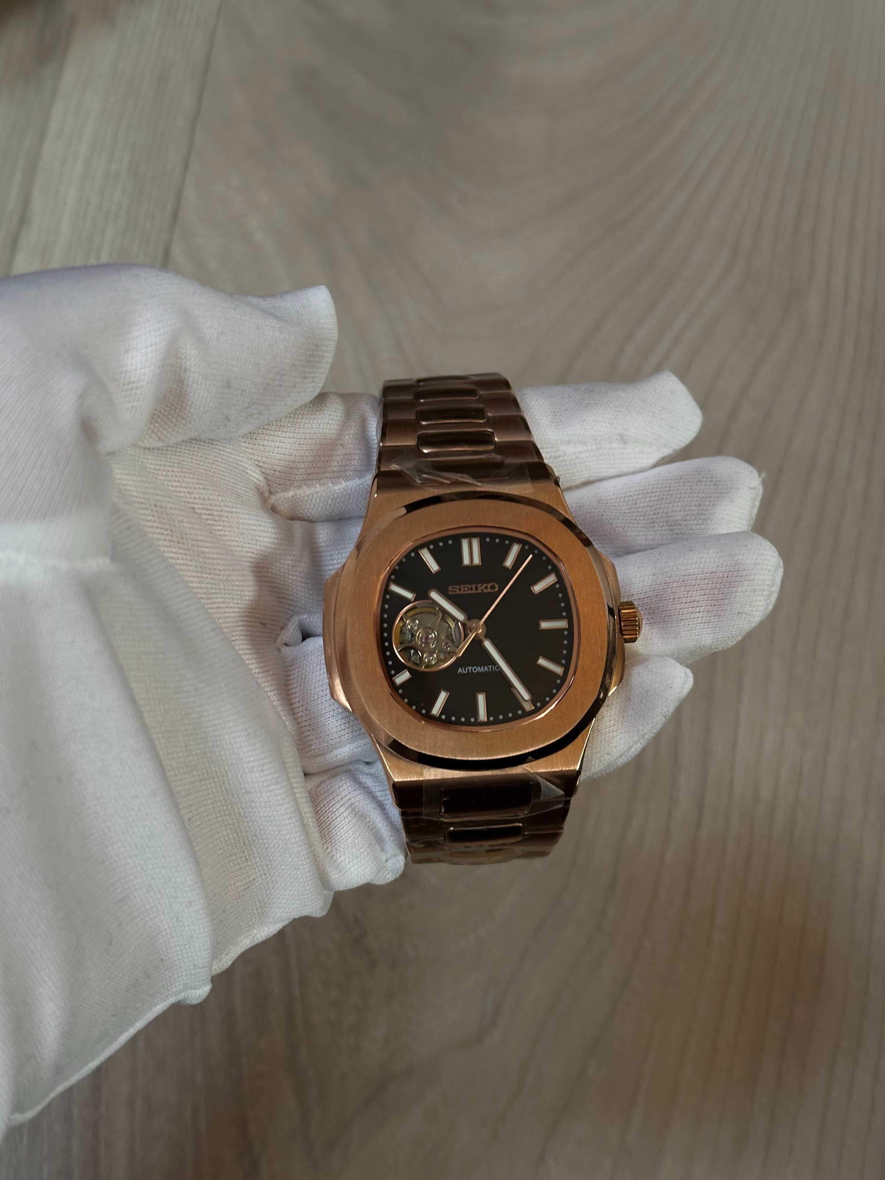 Zegarek Seiko Mod Nautilus Rose Gold Złoty