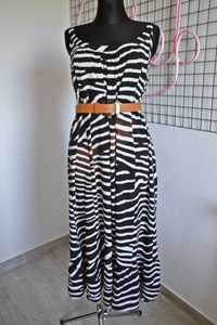 Długa sukienka maxi H&M zebra animal print safari letnia