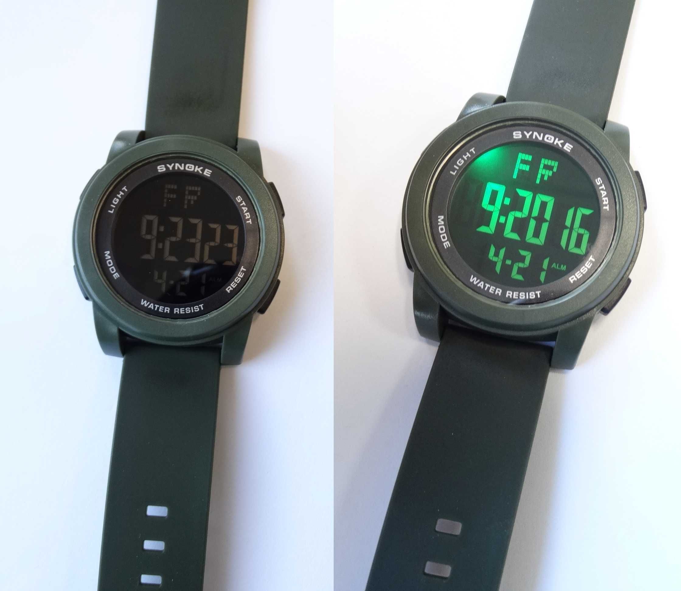 Duży sportowy zegarek wojskowy Synoke elektroniczny zielony army green