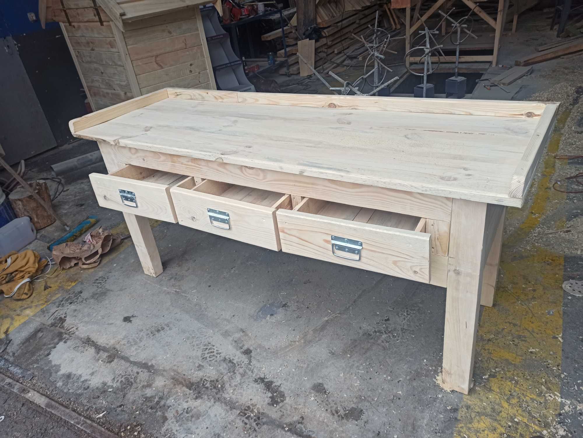 Stół warsztatowy, garażowy, falbanek drewniany