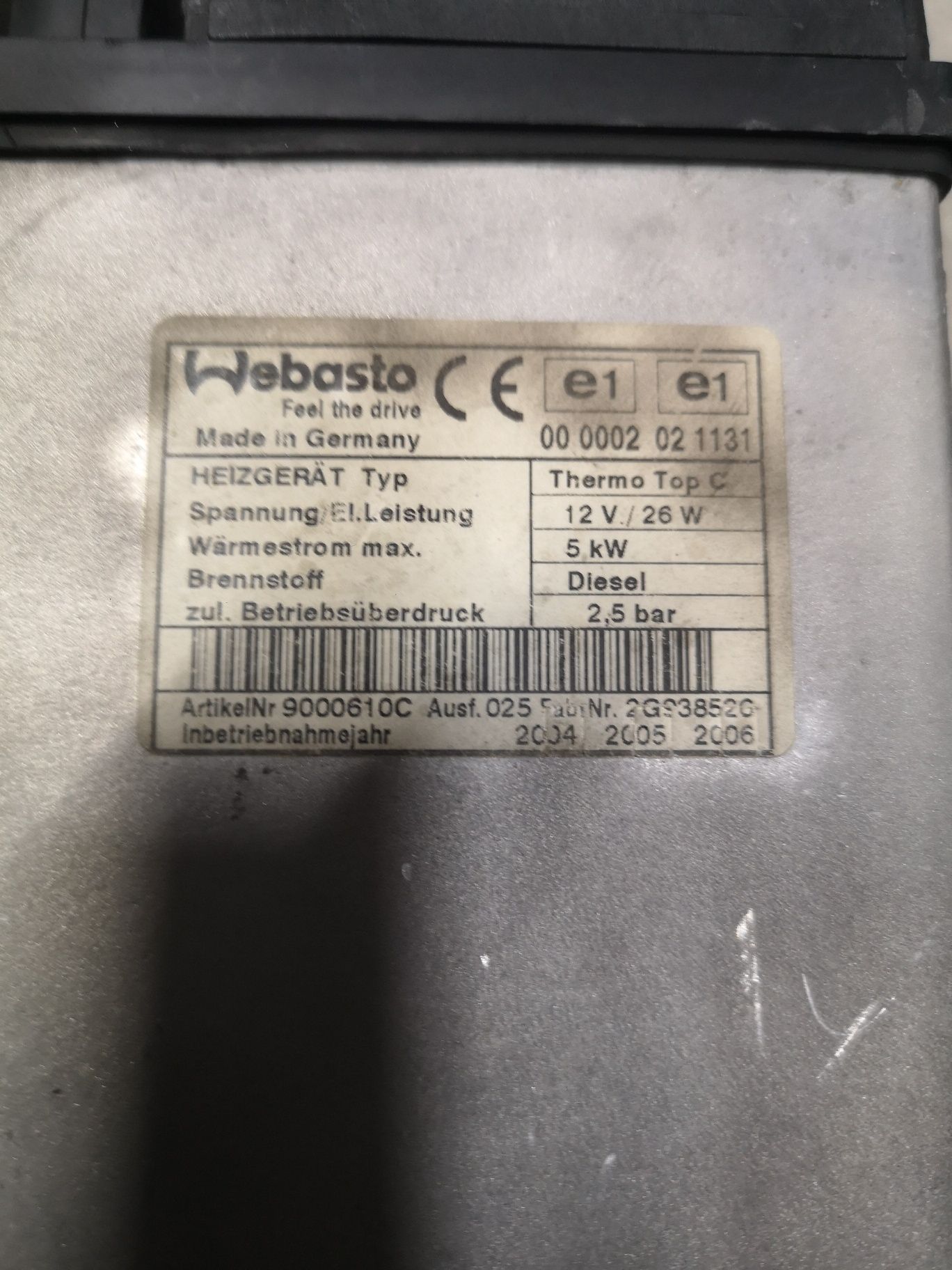 Dogrzewacz Mazda 6  Webasto Thermo Top C Top Z