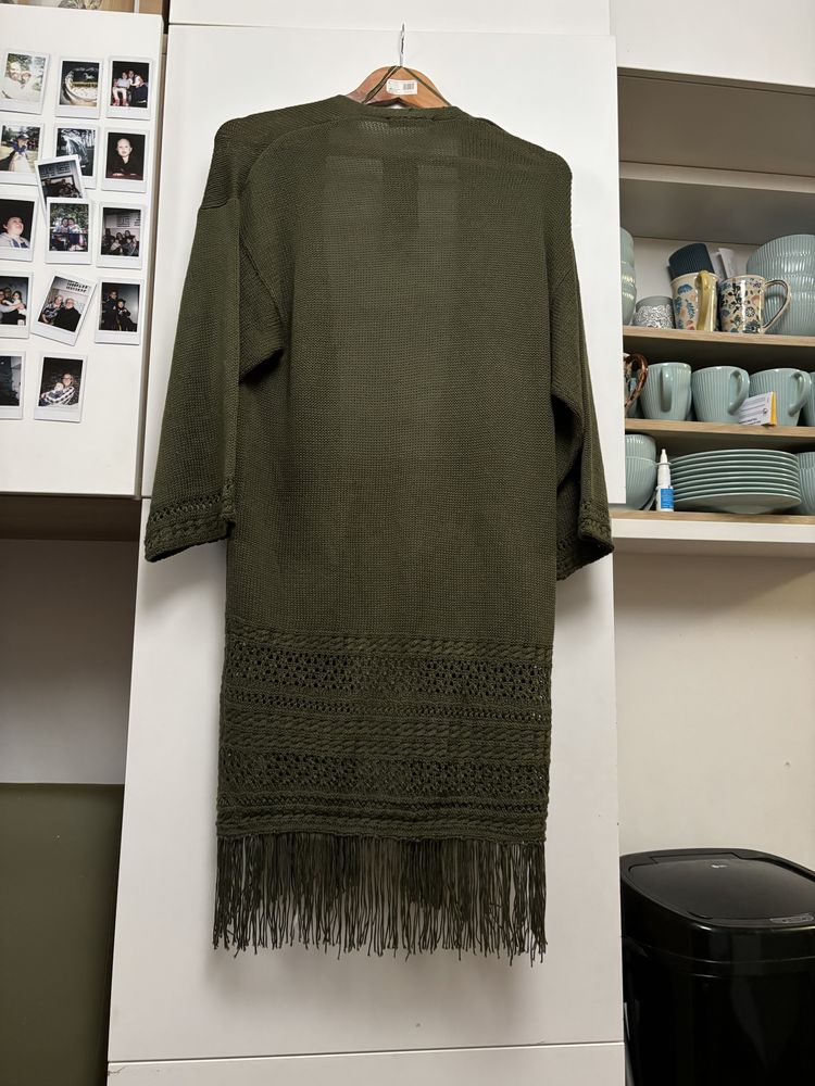 R S/M kardigan reserved zielony khaki boho hippie