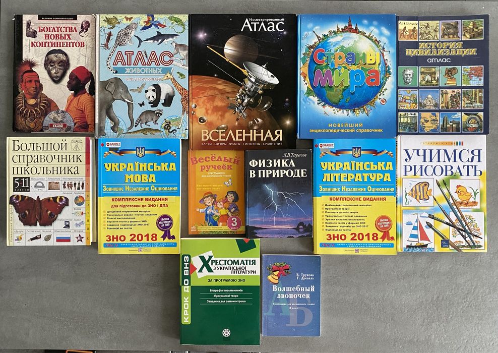 Алгебра Геометрія Хімія Фізика Математика Буквар Атлас Контурні карти