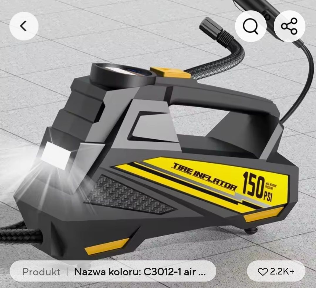 Pompka kompresor samochodowy, motorowy, rowerowy  12 V.