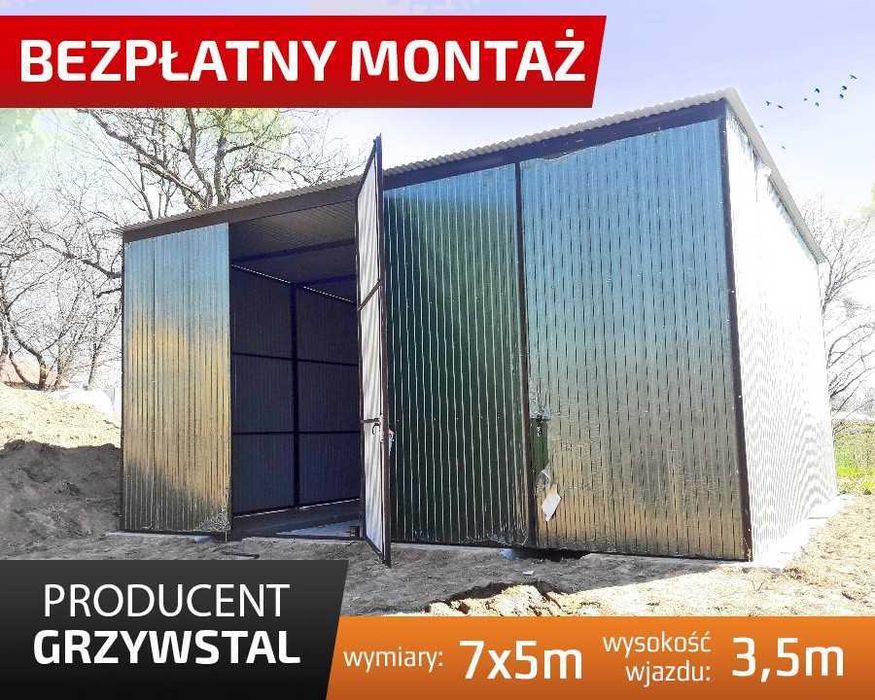 Garaż blaszany OCYNKOWANY - Magazyn Wiata - Hala Stalowa – GRZYWSTAL