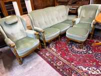 **Antyczny zestaw** Wypoczynek Sofa + fotele + pufa z Holandii | DOWÓZ