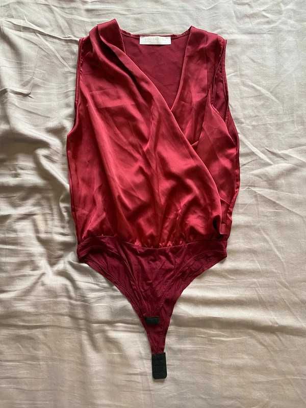 Szyfonowe kopertowe bordowe body one size