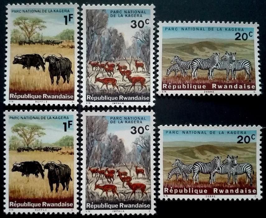 2x 3 Znaczki Rwanda 1965 Seria Kagera National Park
