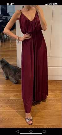 Sukienka wieczorowa burgundowa czerwona długa rozmiar 36