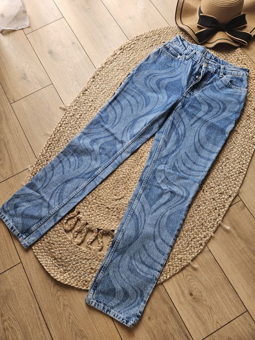 Damskie wyjątkowe Asos spodnie Jeansy wzorem w fale 28/32