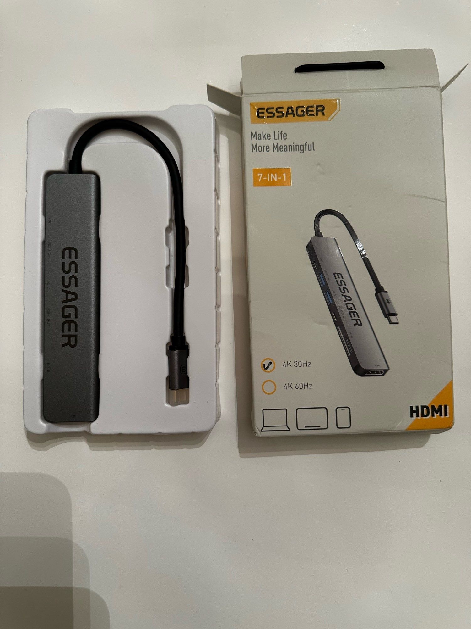 USB-концентратор ESSAGER 7 in 1, HDMI 4K, карт-ридер, SD,TF, HDMI, hub