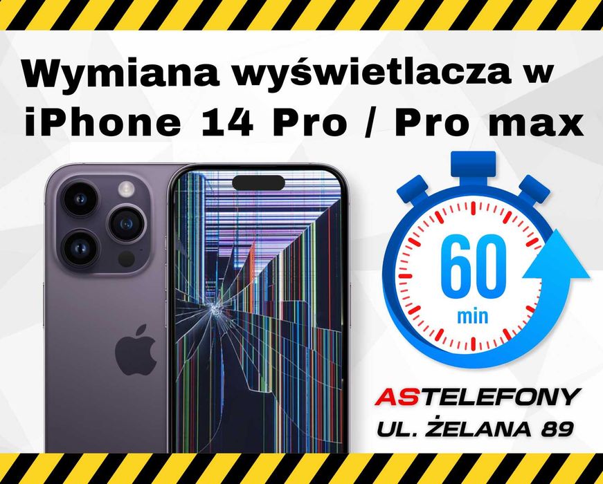 Wyświetlacz szybka LCD iPhone 14 PRO MAX z usługą wymiany Żelazna 89