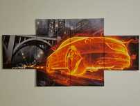 Obraz na płótnie – Auto w ogniu, 4 elementów, 120x60 cm