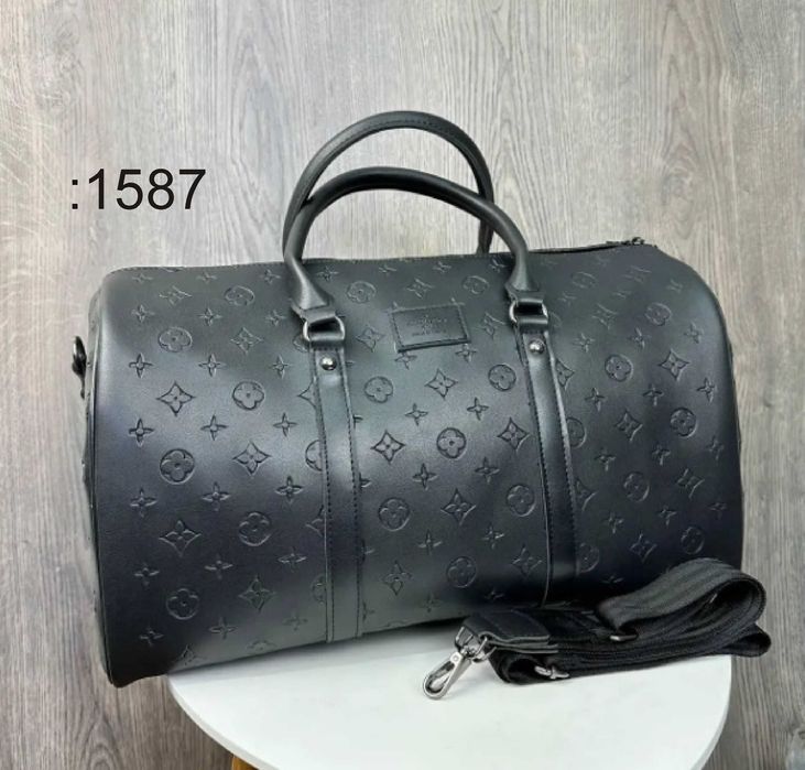 Сумка шкіряна чорна для міста, подорожей, спортзалу / Сумка кожаная