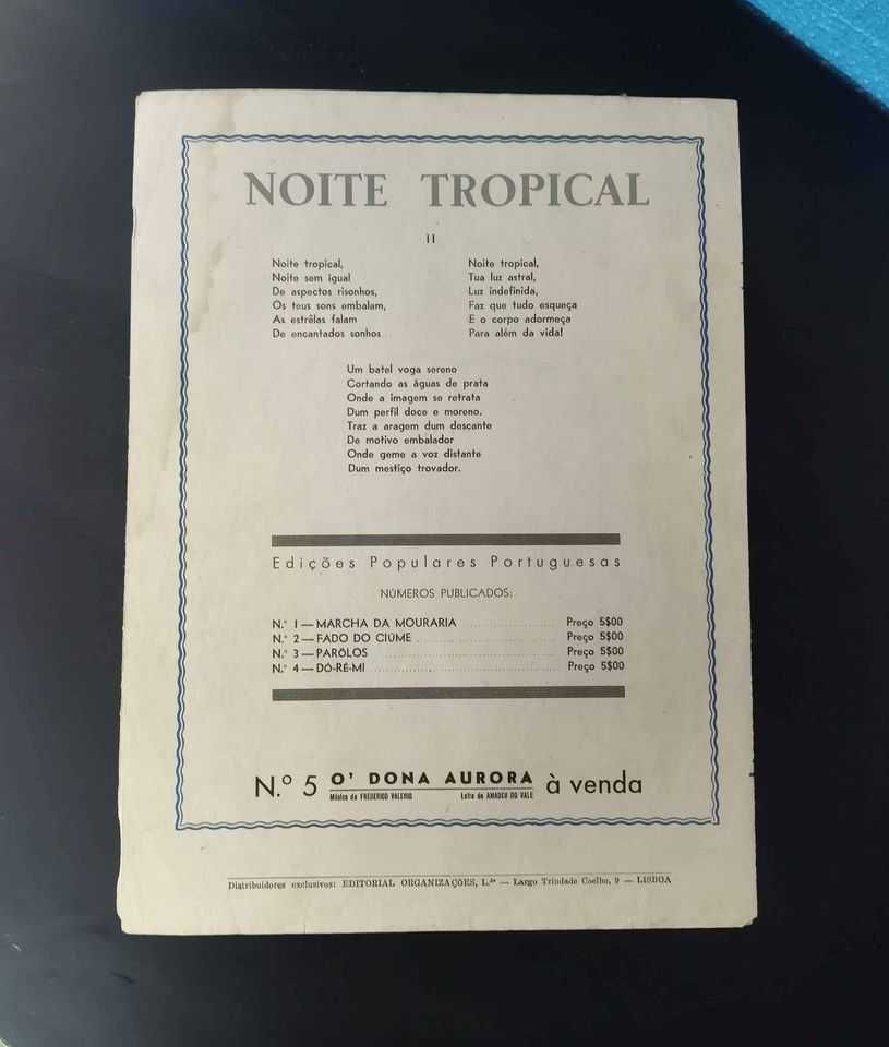 Pauta de música antiga dos anos 40 - A menina da Rádio