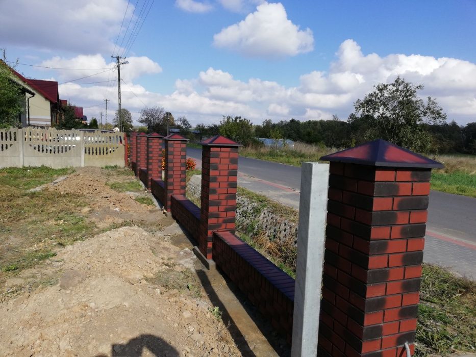 Słupki prefabrykowane murki imitacja klinkieru ogrodzenie betonowe