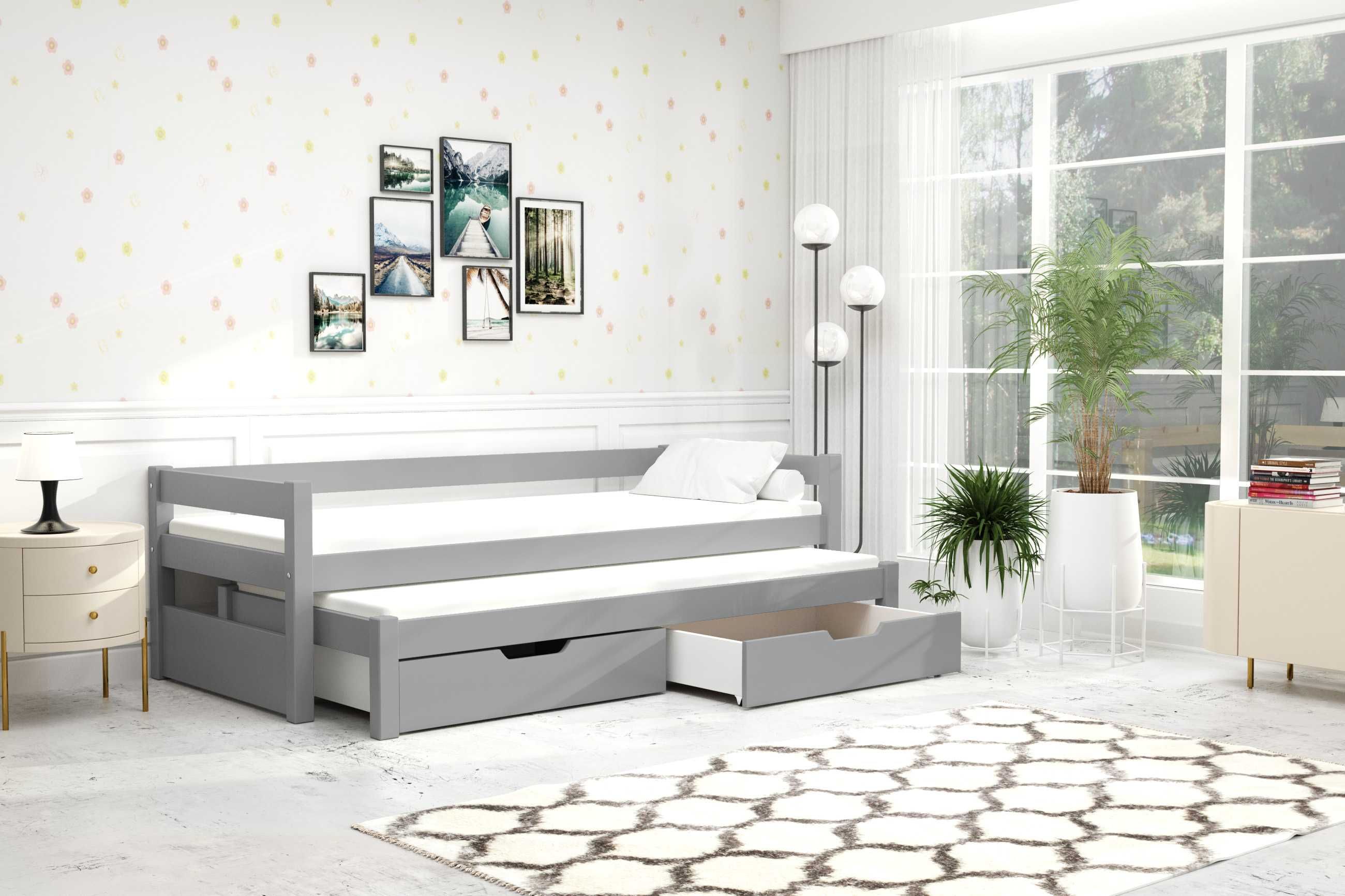 Drewniane łóżko TOMMY z podwójnym spaniem i szufladami HIT
