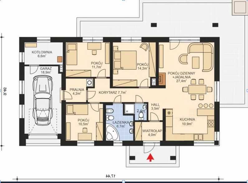 Dom Parterowy 129m2 w Dąbrówkach -11 arów