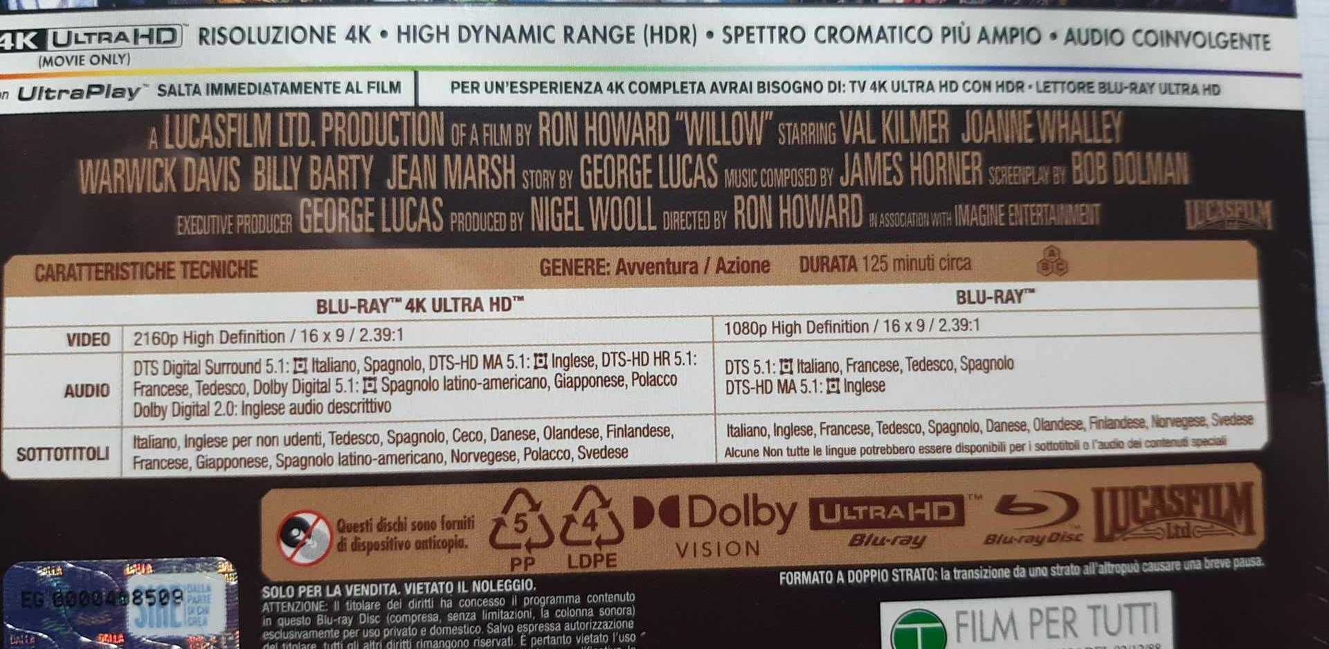 Willow STEELBOOK 4K + Blu Ray, Lektor PL