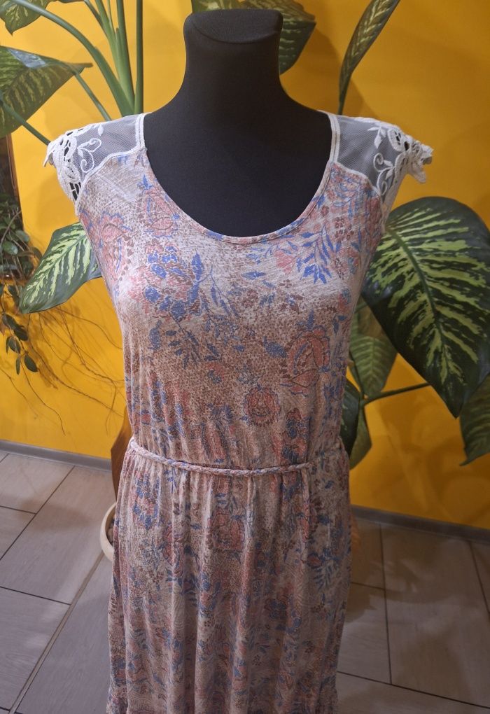 Sukienka midi wiskoza bawełna M&S Collection rozmiar XL 42