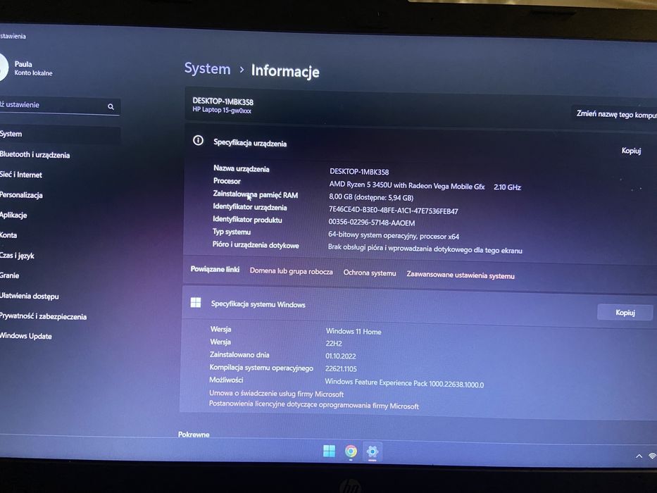 hp 15 cali komputer