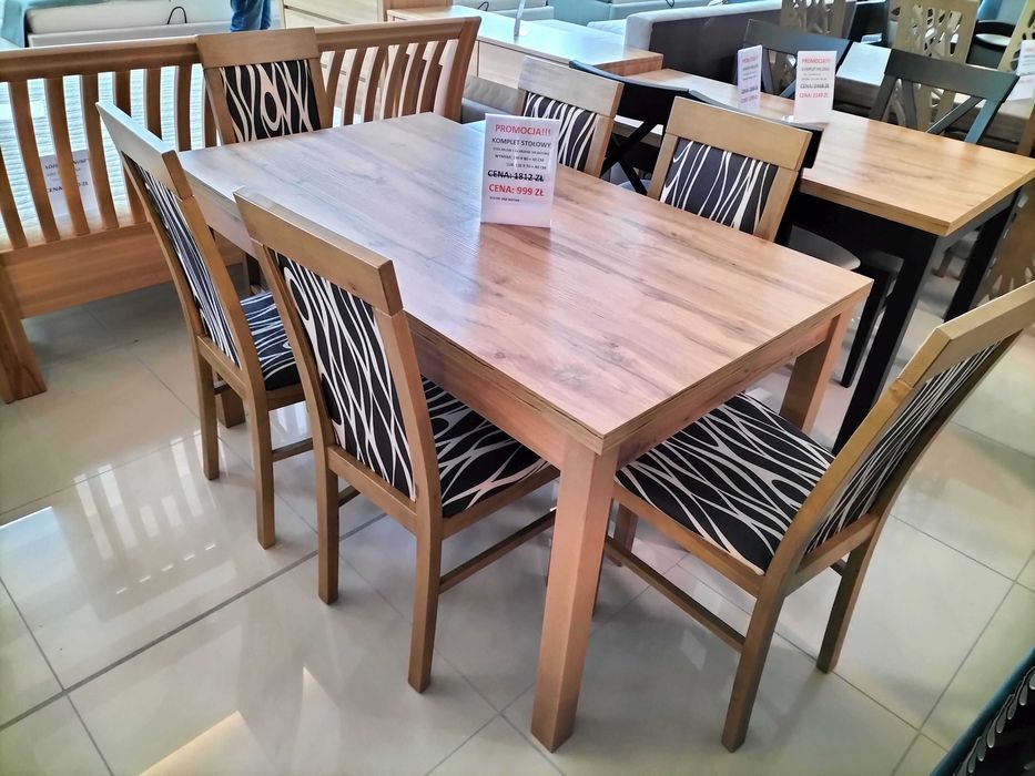 (485) Okazja! Stół rozkładany + 6 krzeseł, wyprzedaż 999 zł