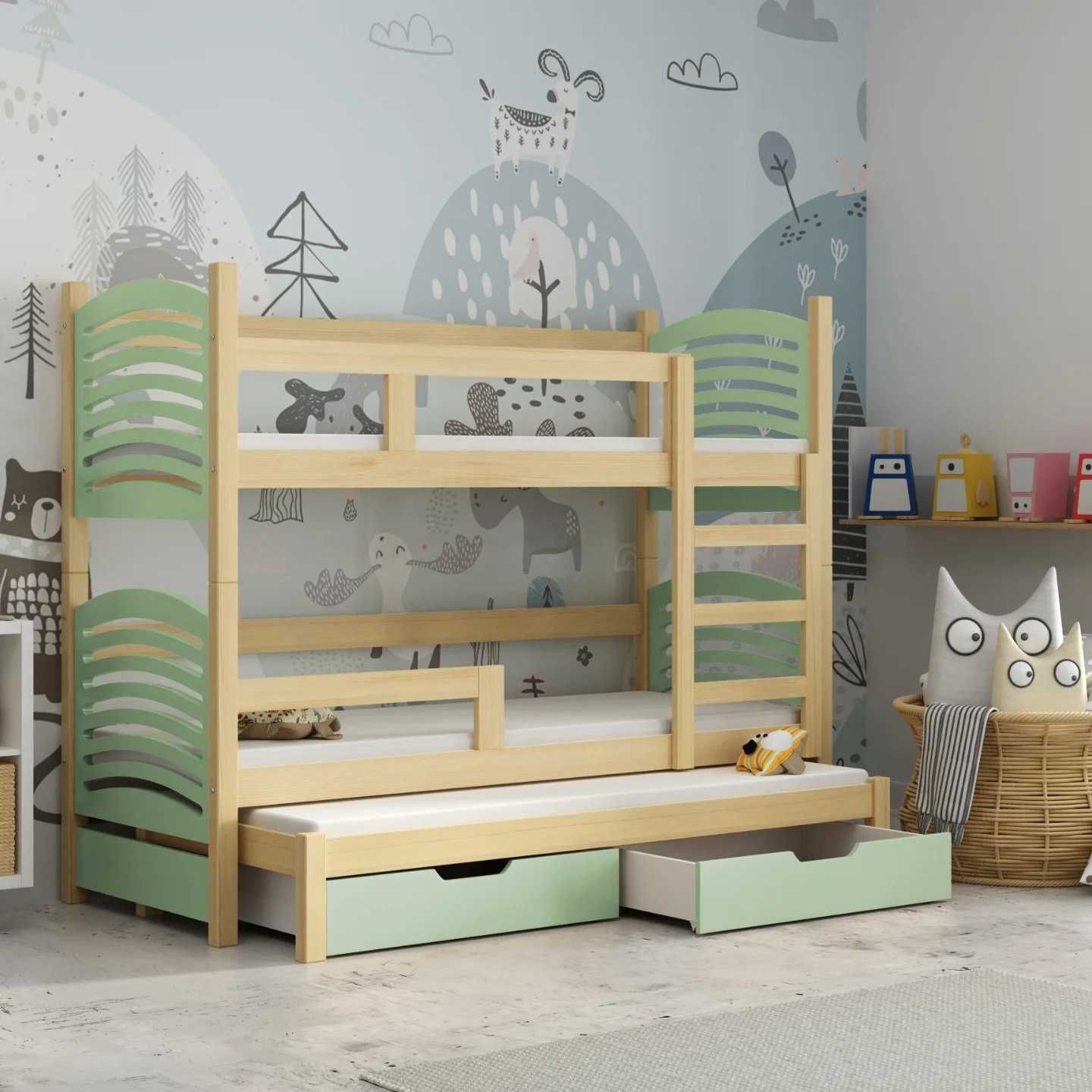 Łóżko piętrowe LENKA 3 dla dzieci, materace 160x75 / 180x75 w zestawie