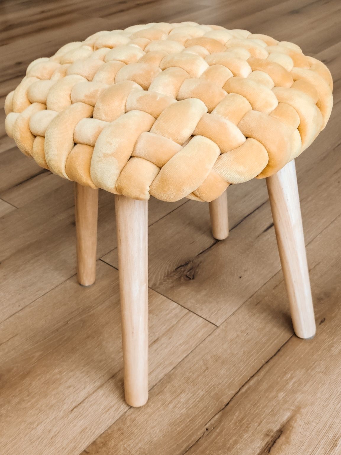 Atmosphera, taboret, Cosy z siedziskiem w kratkę, 43 cm, żółty