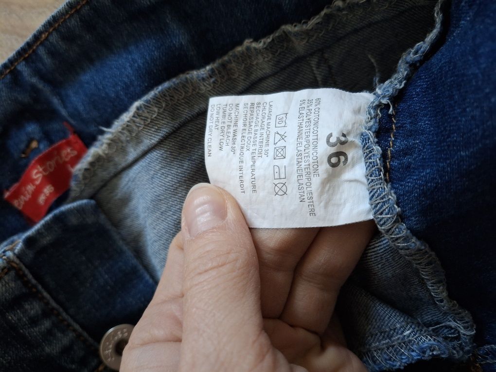 Spodnie dżinsowe rurki S 36 wysoki stan pasek