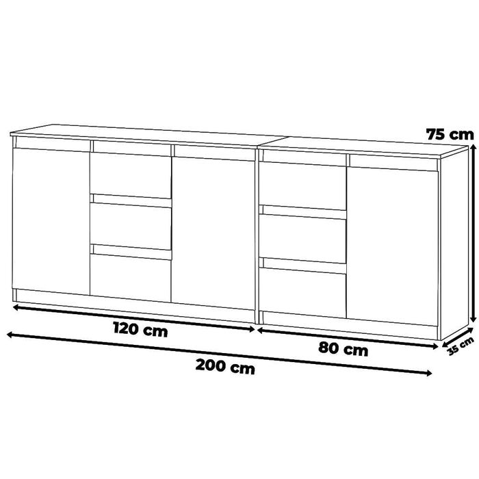 Duża Komoda Best Agnes 200cm Nowoczesna Szafka Do Salonu i Sypialni