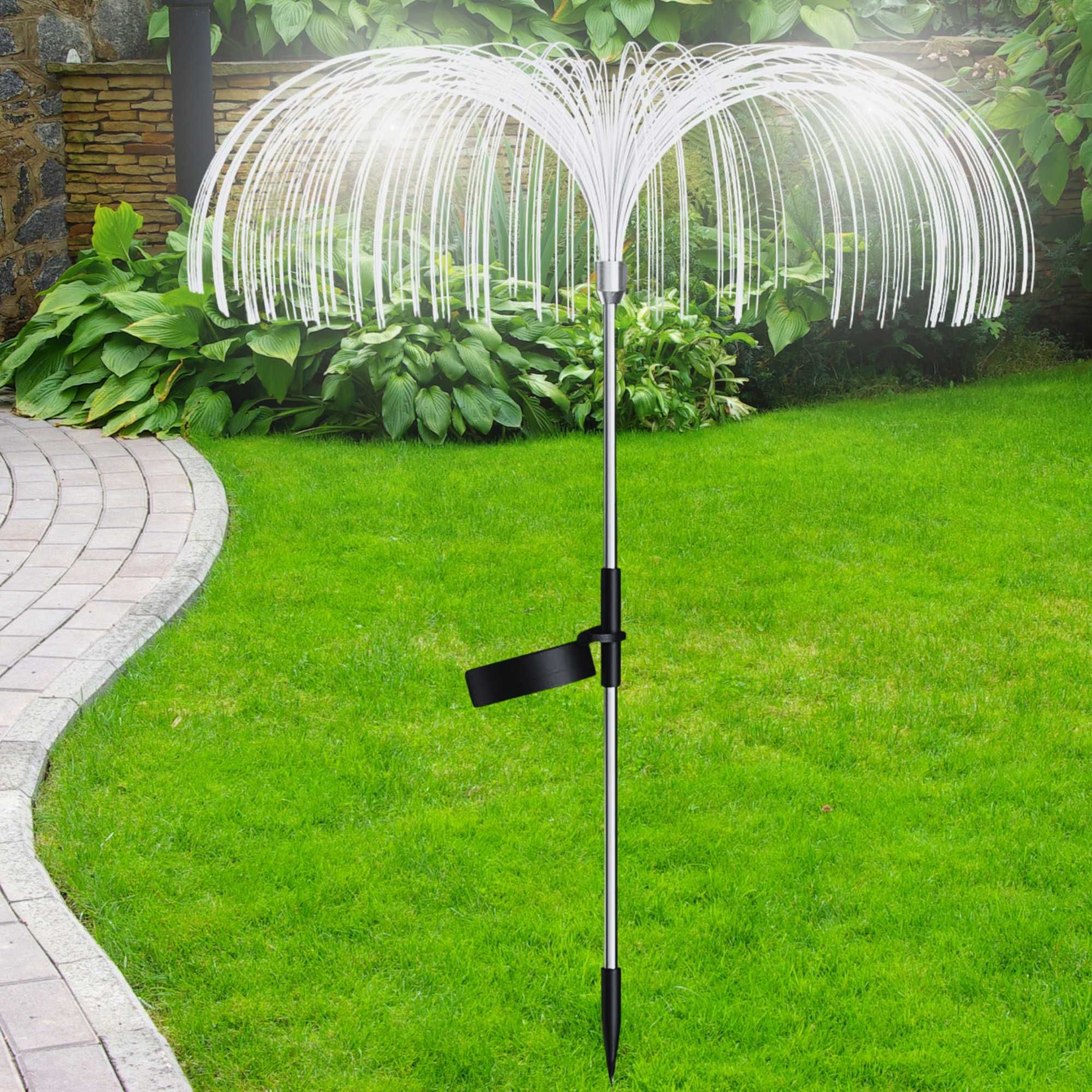 LAMPA Solarna Ogrodowa MEDUZA Wbijana ŚWIATŁOWODOWA Zestaw 2 szt.