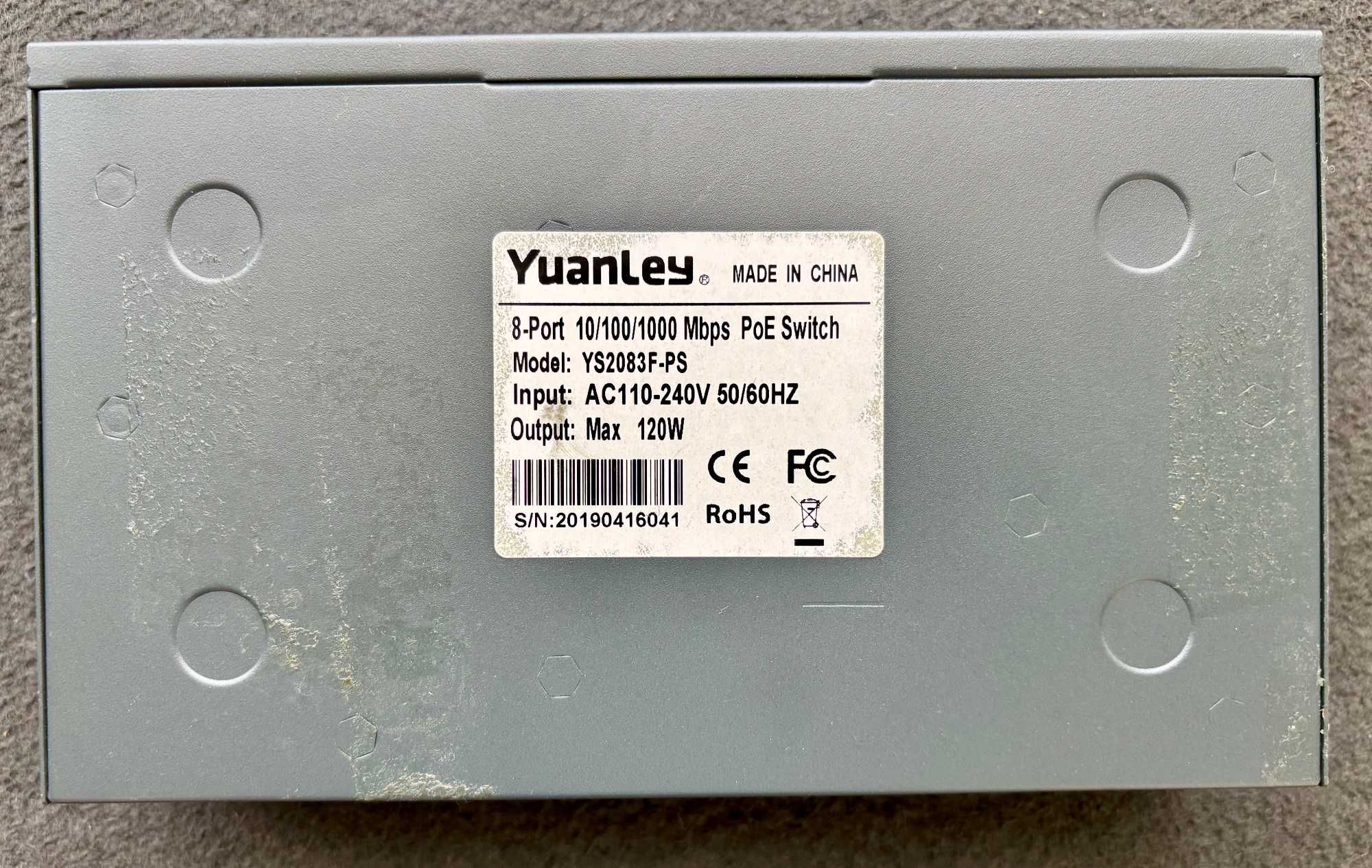 Switch PoE 8 portas Gibabit + 2 uplink + SFP - YuanLey YS2083F-PS