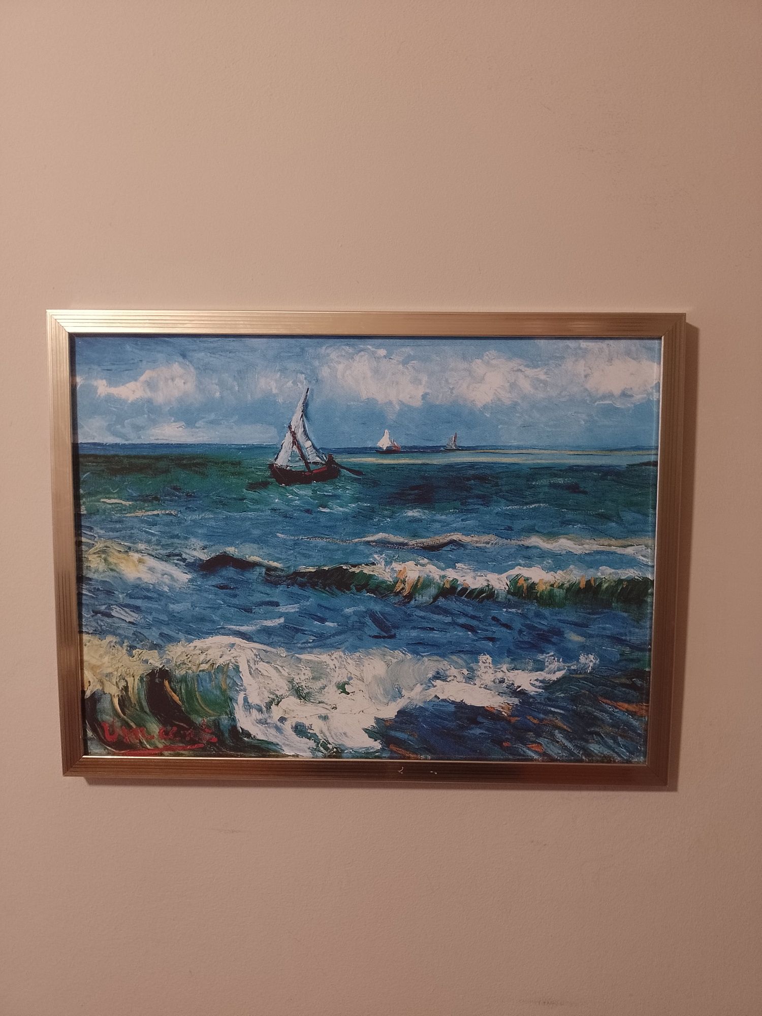 Obraz Pejzaż morski  reprodukcja Van Gogh na Płótnie w Ramce 40x30