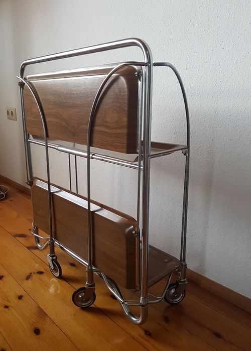 Składany barek stolik na kółkach Desing PRL