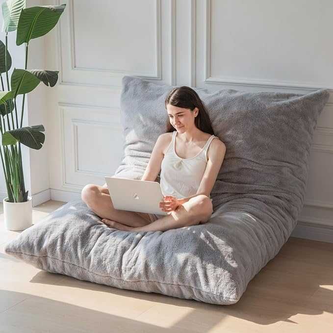 Łóżko MAXYOYO, kwadratowy fotel-worek pufa duża sofa 135 x 190 cm